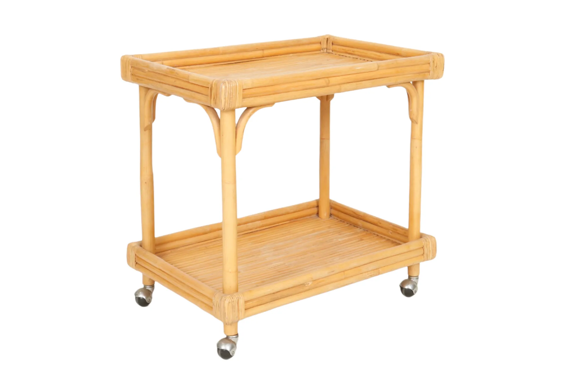 Bamboo Two Tier Bar Cart - Interesting Things - Brown