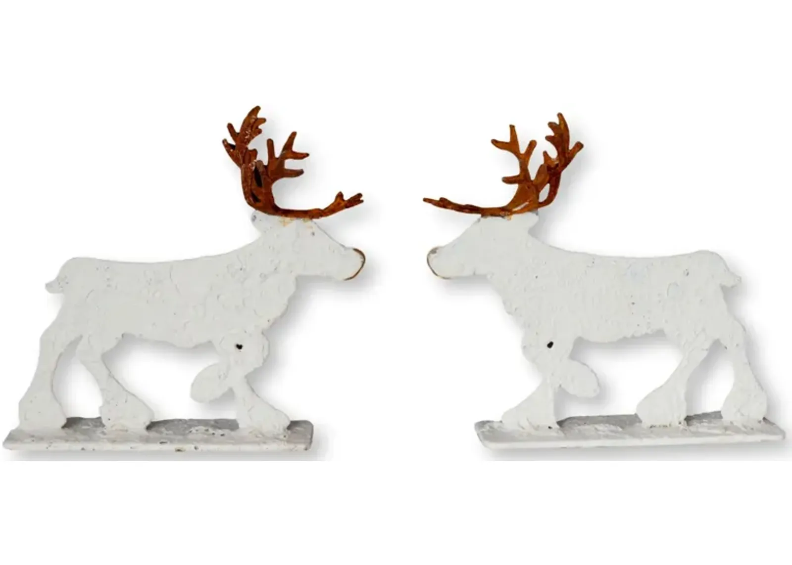 Salvaged Metal Moose - Set of 2 - New England Mercantile - White