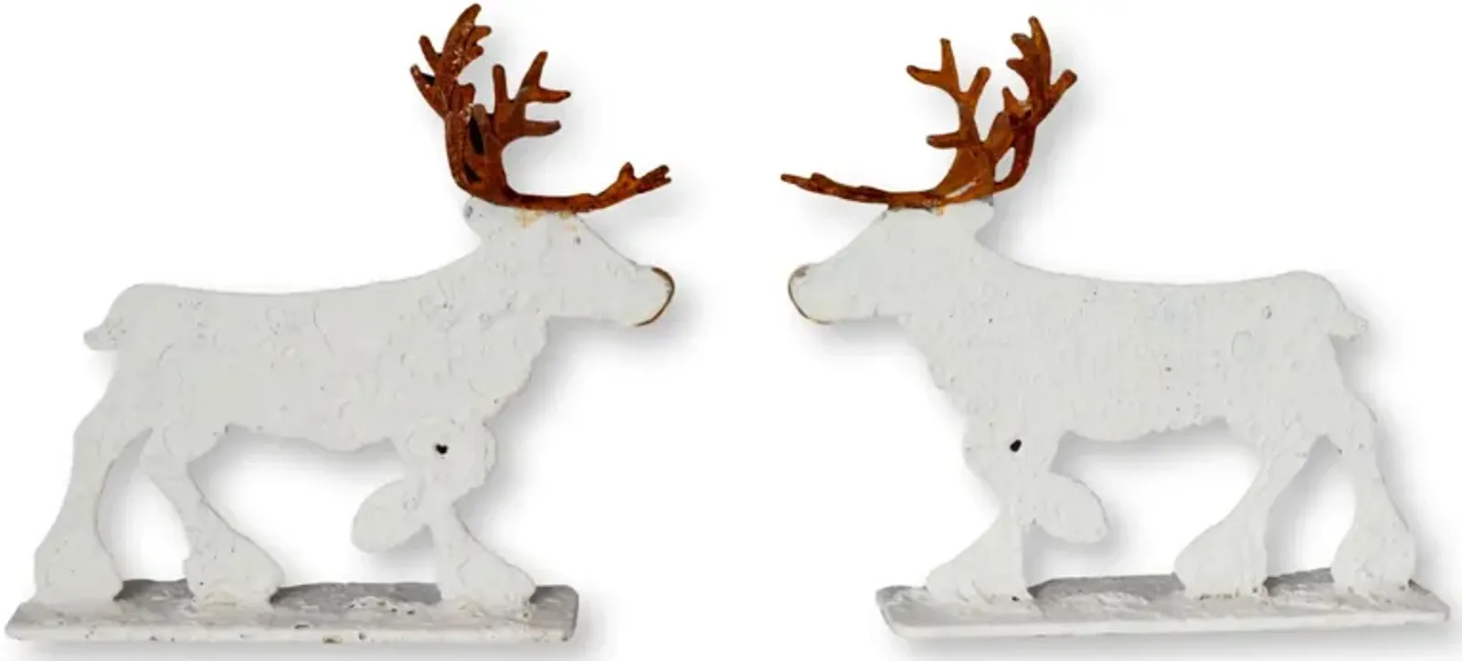 Salvaged Metal Moose - Set of 2 - New England Mercantile - White