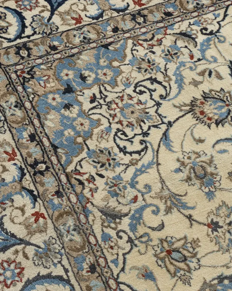 Persian Nain Area Rug 5'3 X 8'11 - Blue - Blue