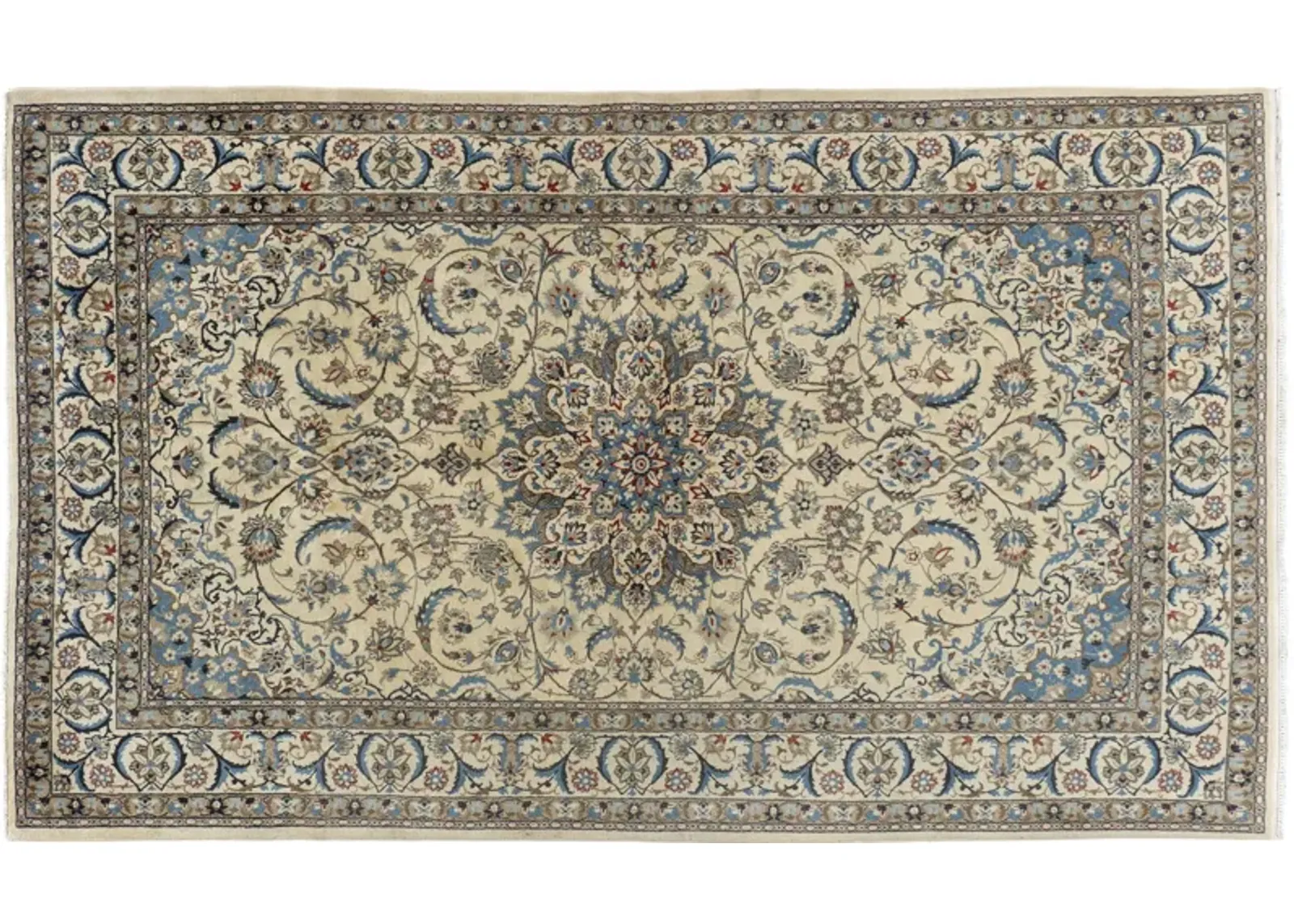 Persian Nain Area Rug 5'3 X 8'11 - Blue - Blue