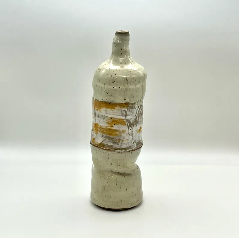 C. 1970s Tall Art Pottery Vessel - Pilar Collection - Beige