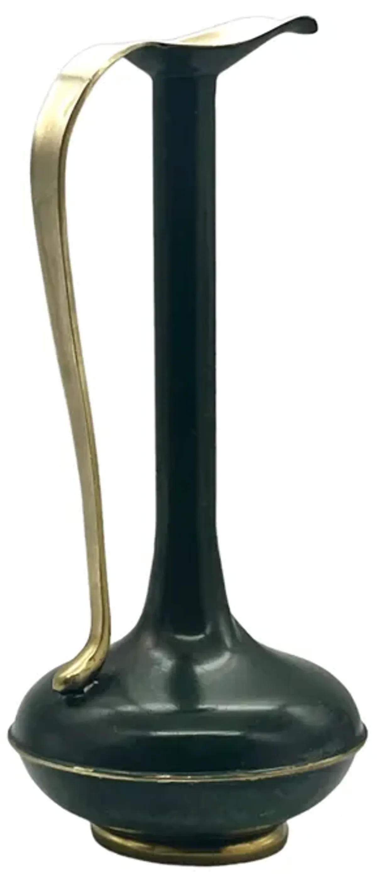 1950s Brass & Verdigris Enamel Pitcher - Pilar Collection - Green