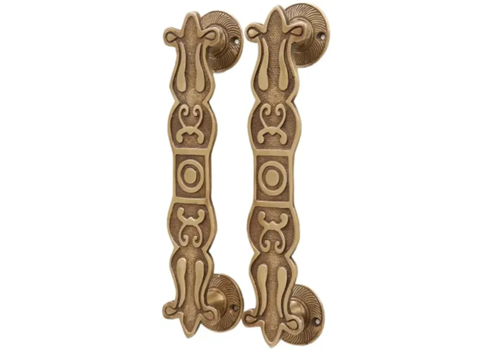 Brass Door Handles - a Pair - Interesting Things - Brown