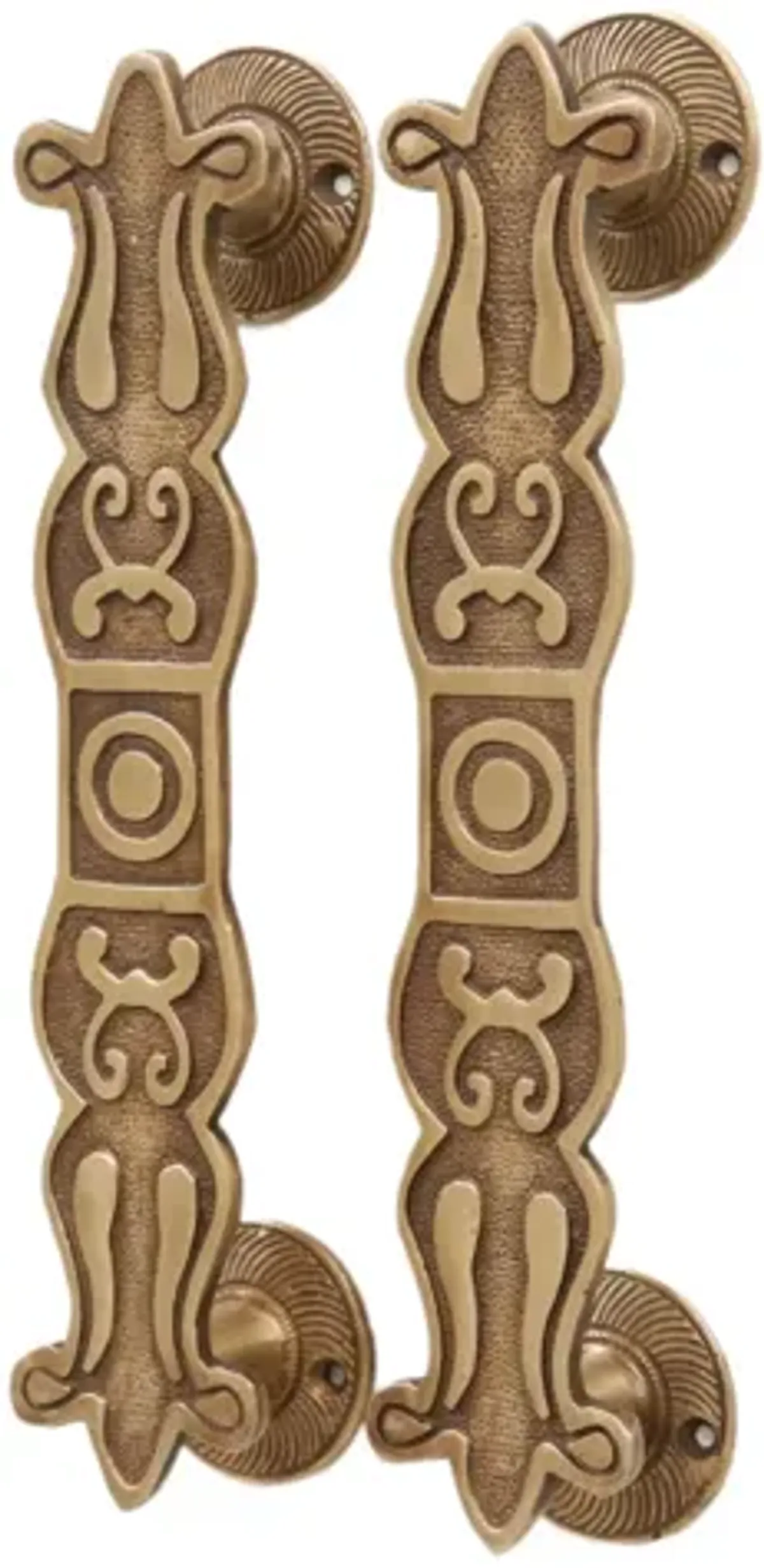 Brass Door Handles - a Pair - Interesting Things - Brown