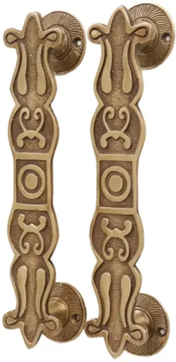 Brass Door Handles - a Pair - Interesting Things - Brown