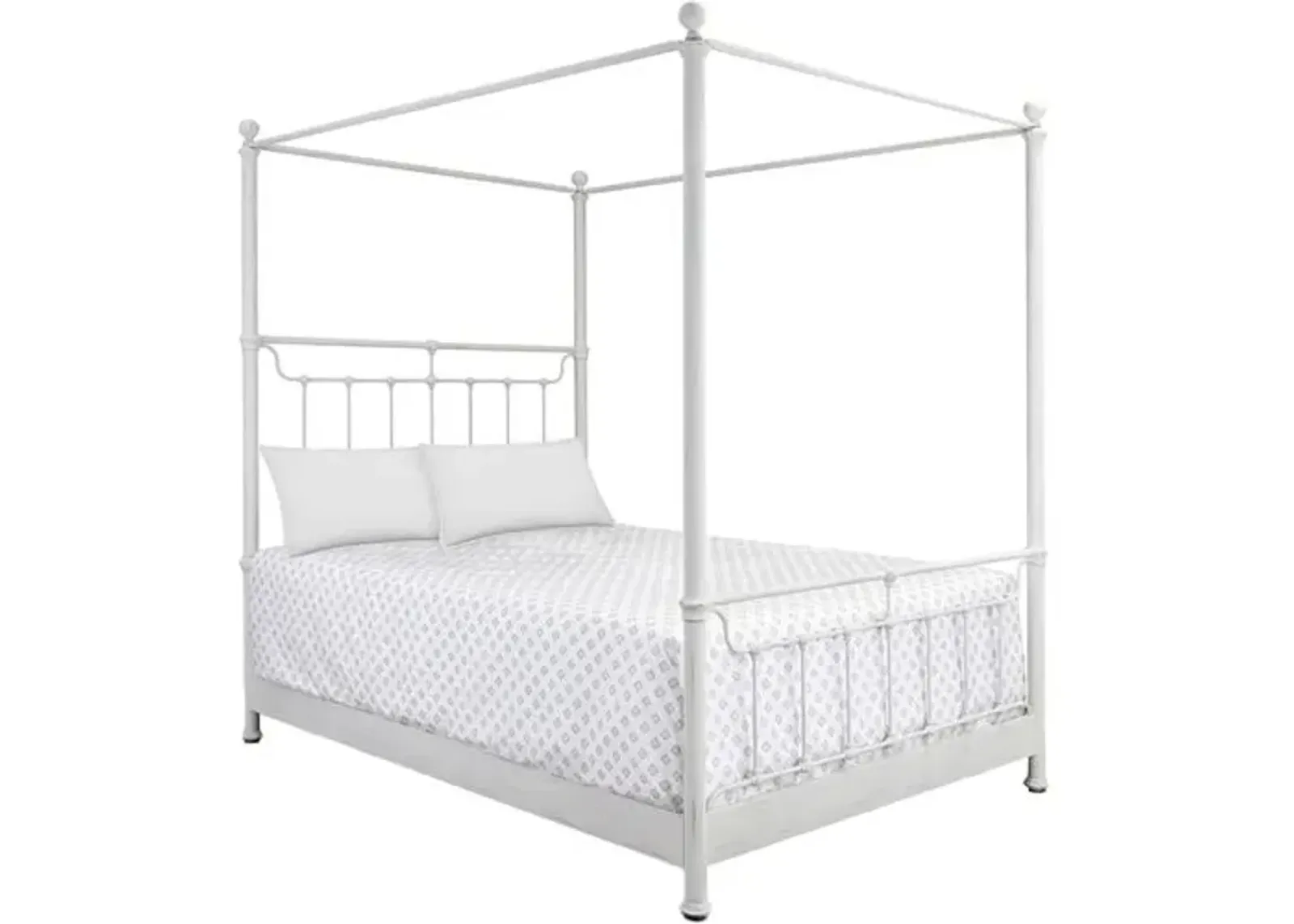 Sylvie Iron Canopy Bed - Distressed White - Handcrafted