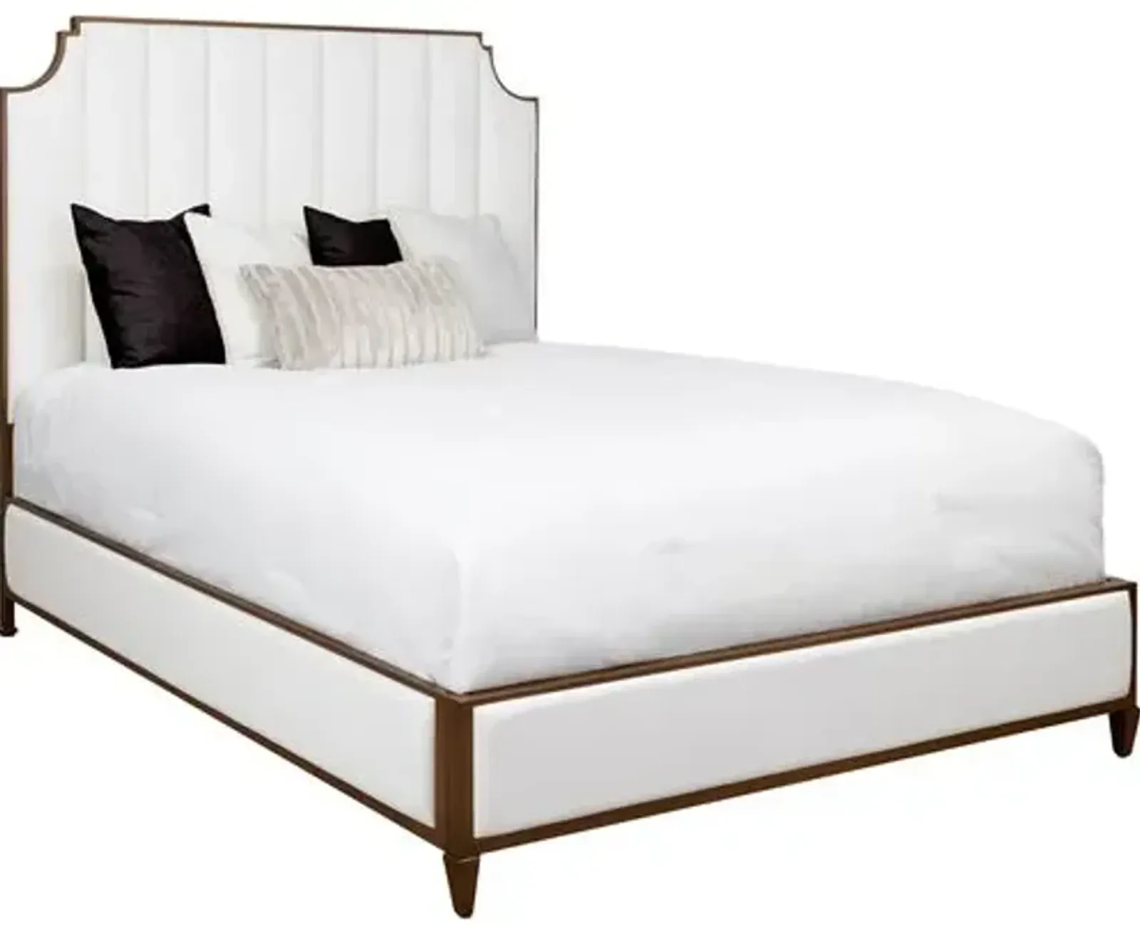 Luisa Upholstered Bed - White/Copper - Handcrafted