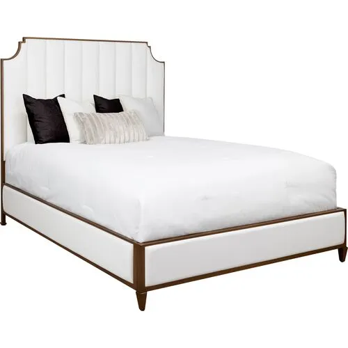 Luisa Upholstered Bed - White/Copper - Handcrafted