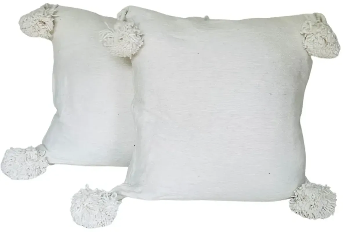 Moroccan Handloomed Pom-Pom Pillows - Set of 2 - Eat Drink Home