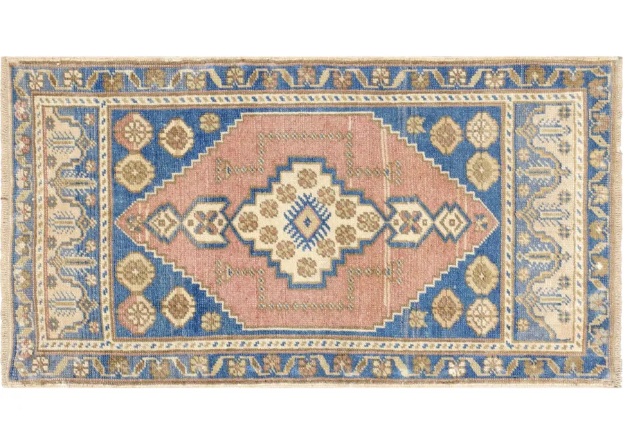 1960s Turkish Oushak Yastic - 1'10"x3'3" - Nalbandian - Blue