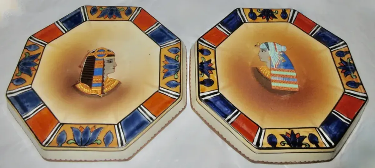 1910s Japanese Egyptian Revival Trays - The Emporium Ltd. - Blue