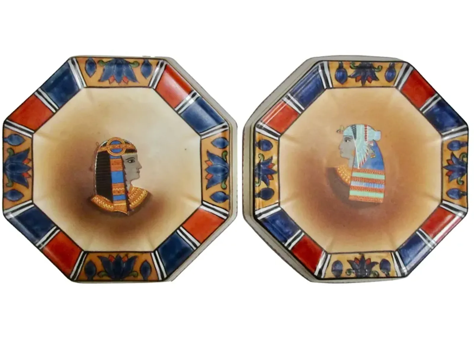 1910s Japanese Egyptian Revival Trays - The Emporium Ltd. - Blue