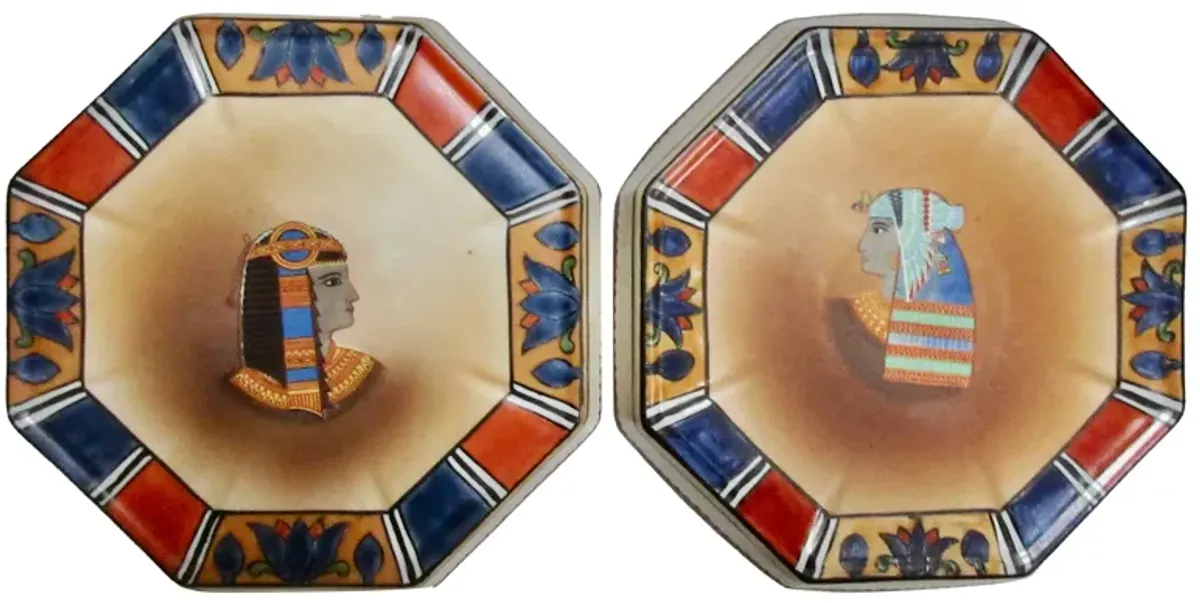 1910s Japanese Egyptian Revival Trays - The Emporium Ltd. - Blue