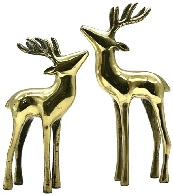 C. 1970s Midcentury Brass Reindeer - Set of 2 - Pilar Collection - Gold