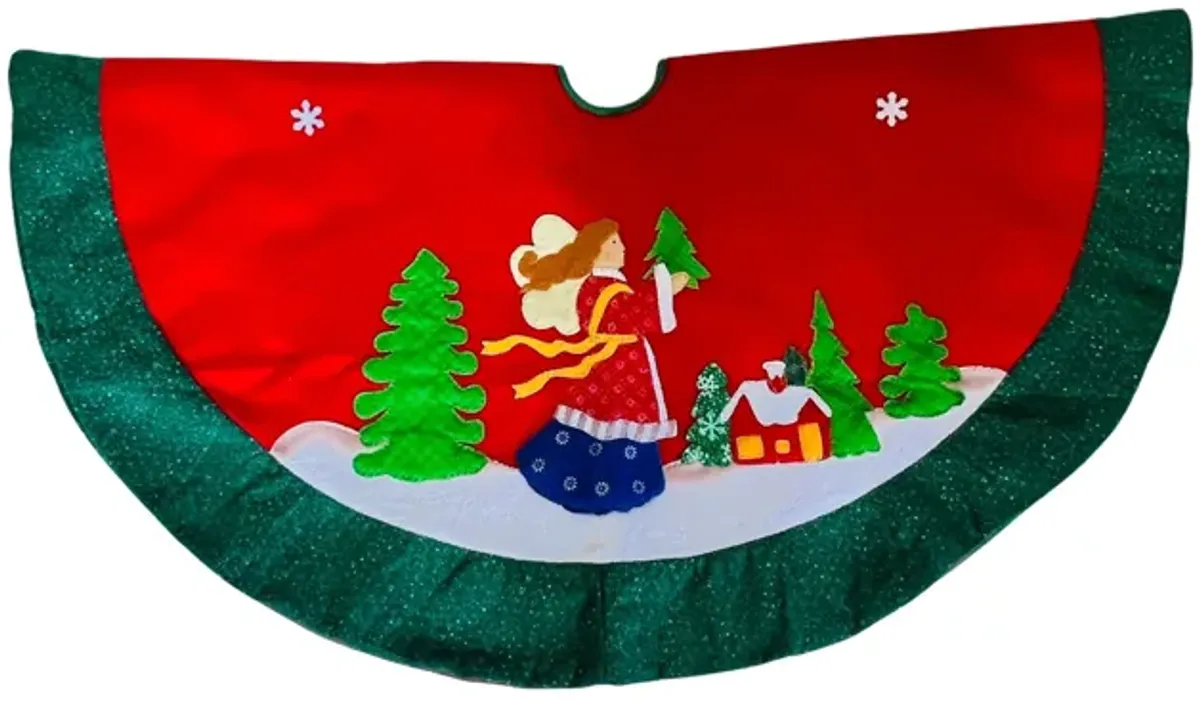 Hand-Made Christmas Tree Skirt - Eat Drink Home - Red