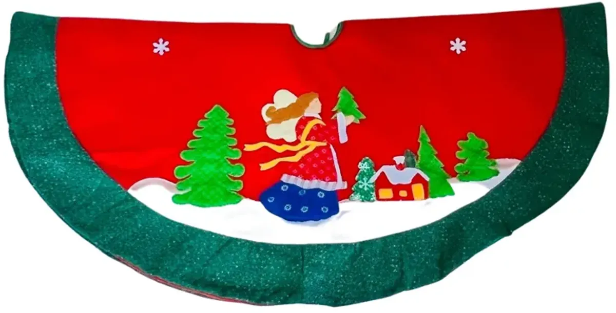 Hand-Made Christmas Tree Skirt - Eat Drink Home - Red