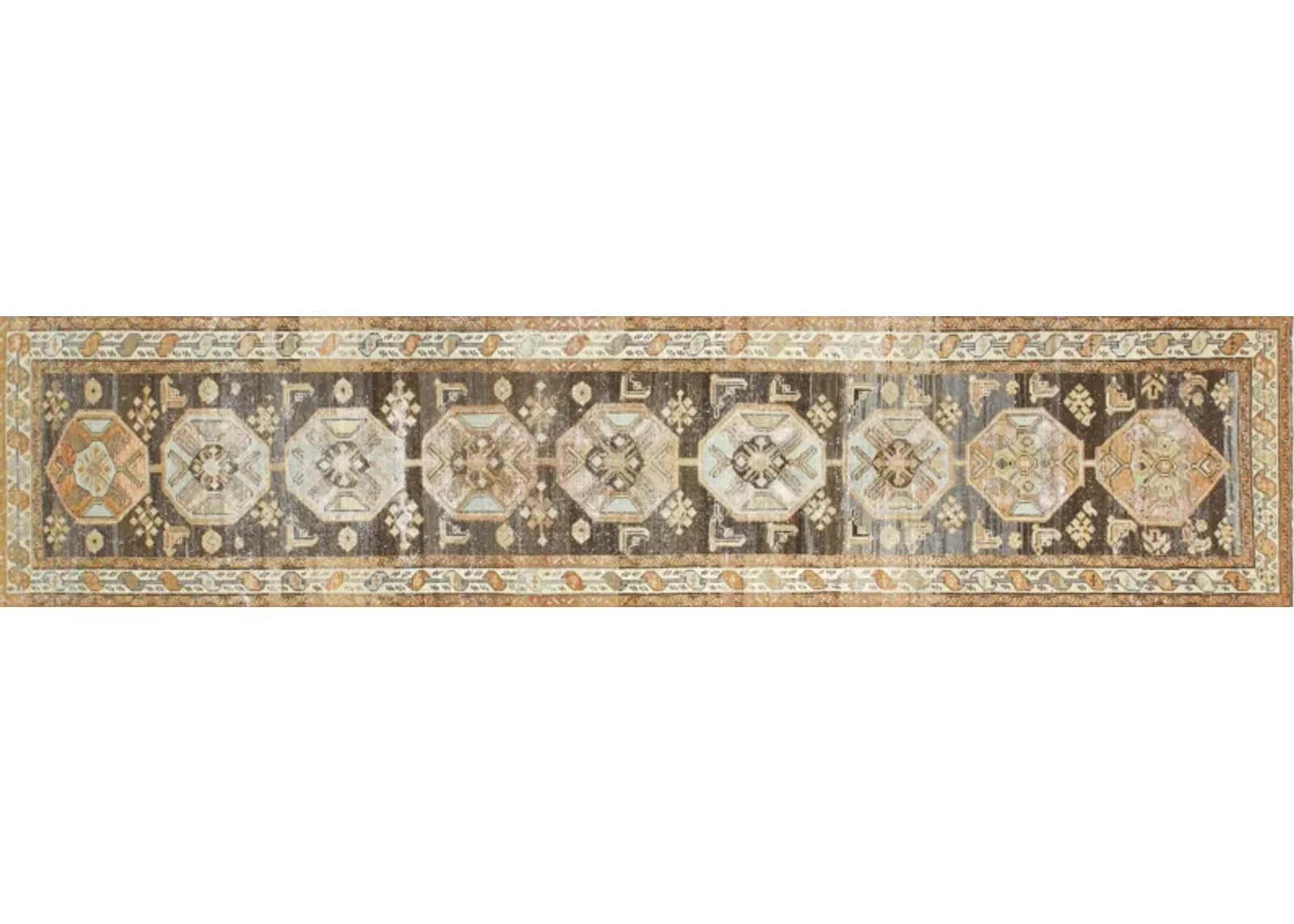 1940s Persian Melayer Runner - 3'1"x13'9" - Nalbandian - Brown