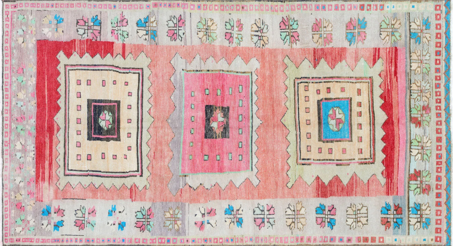 1960s Turkish Oushak Carpet - 4'10"x8'10" - Nalbandian - Pink