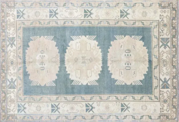1960s Turkish Oushak Rug - 4’7” x 6 7” - Nalbandian - Green - Green