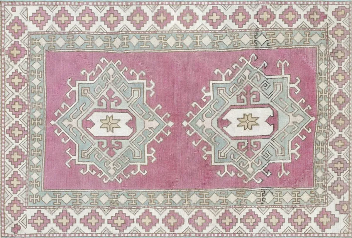 1960s Turkish Oushak Carpet-3'10" X 5'7" - Nalbandian - Pink