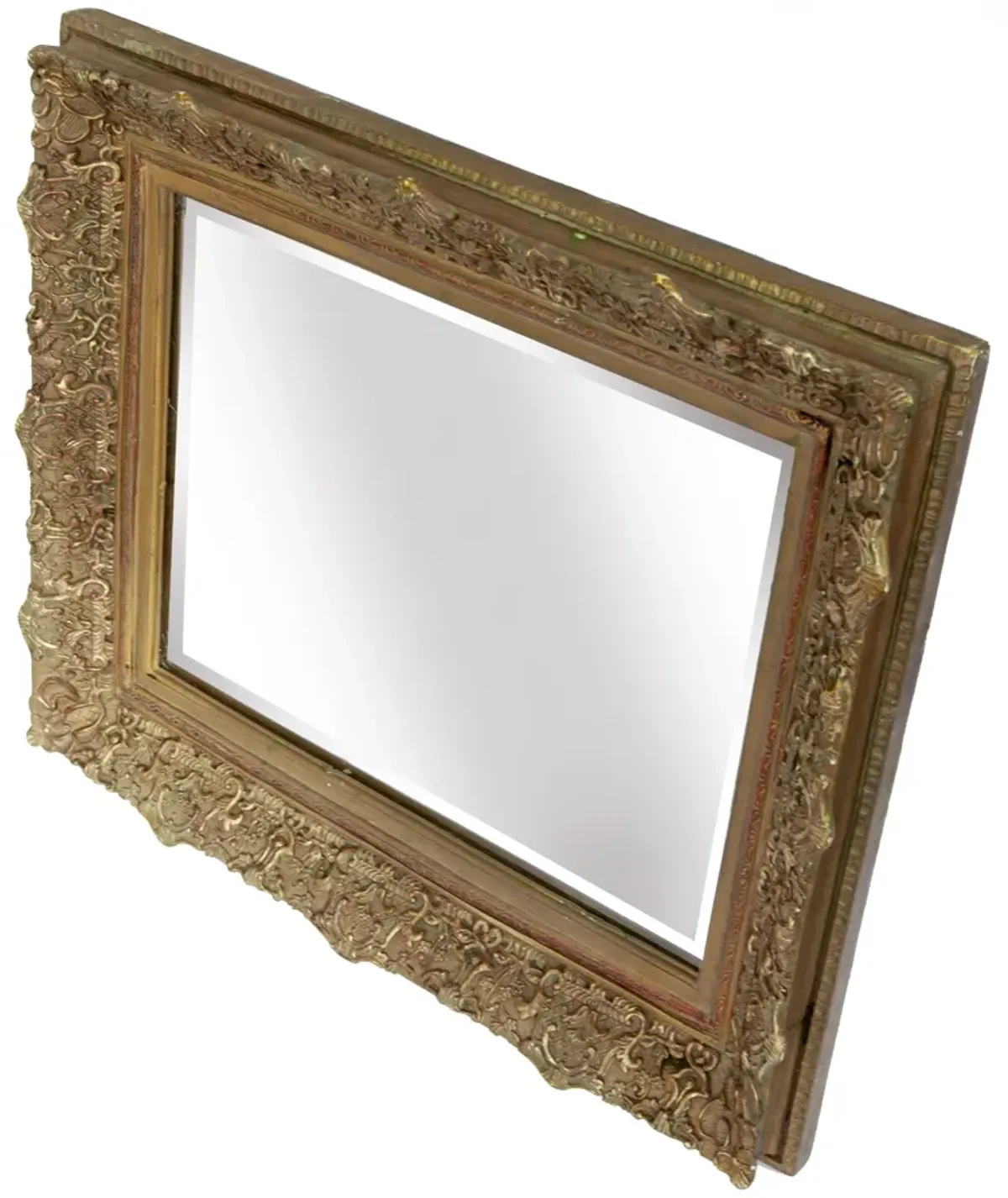 Ornate Antique Gold Beveled Mirror - Fleur de Lex Antiques