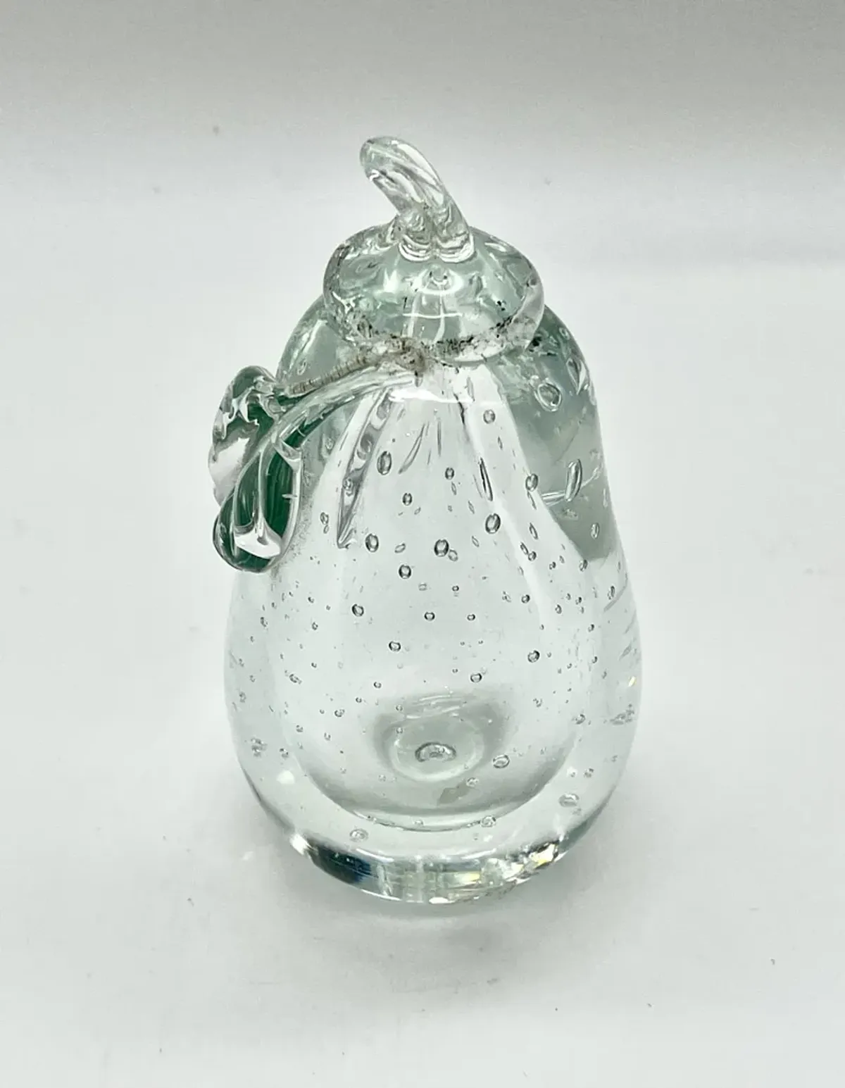 1960s Art Glass Pear Paperweight Objet - Pilar Collection - Clear