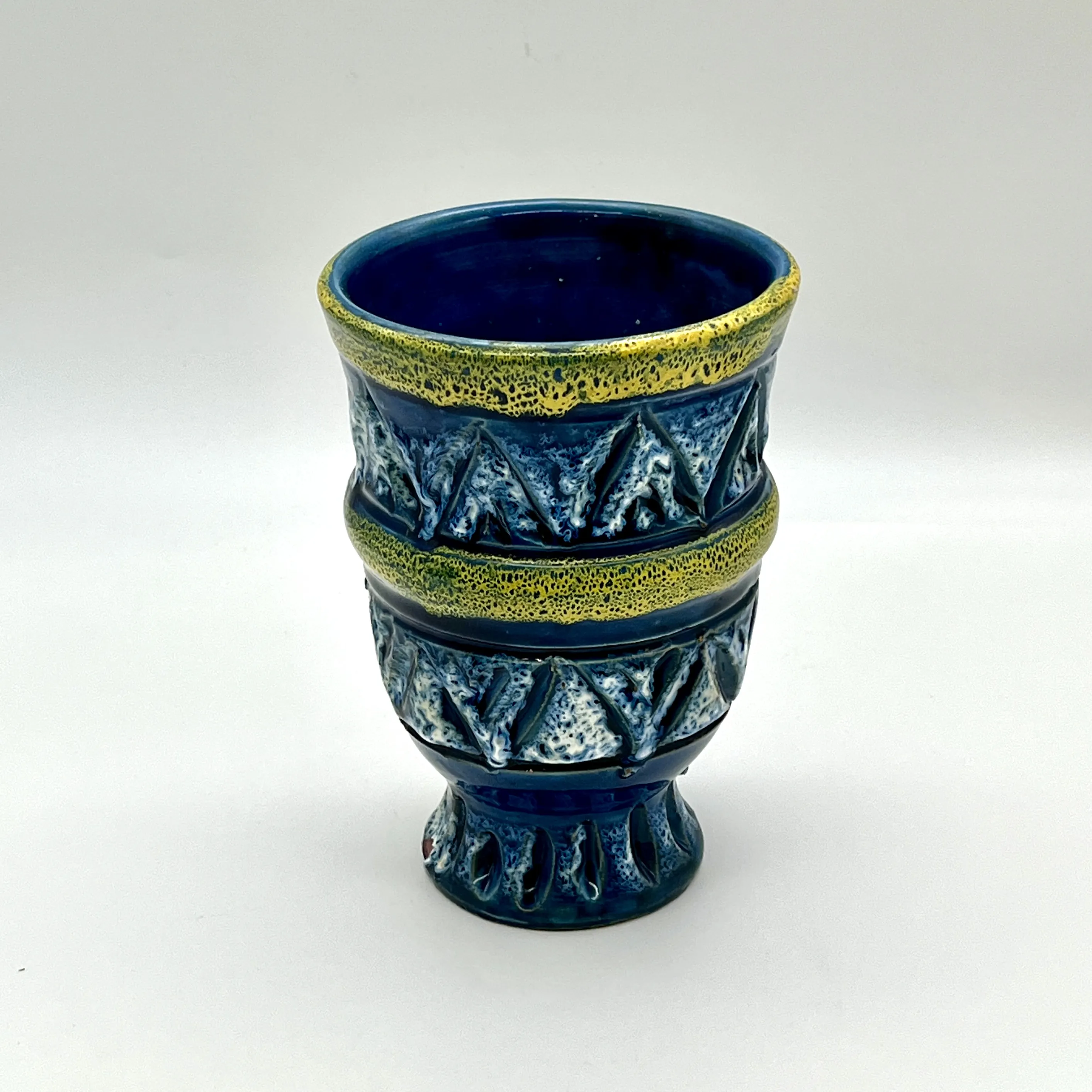 1970s Midcentury Italian Sgrafitto Vase - Pilar Collection - Blue