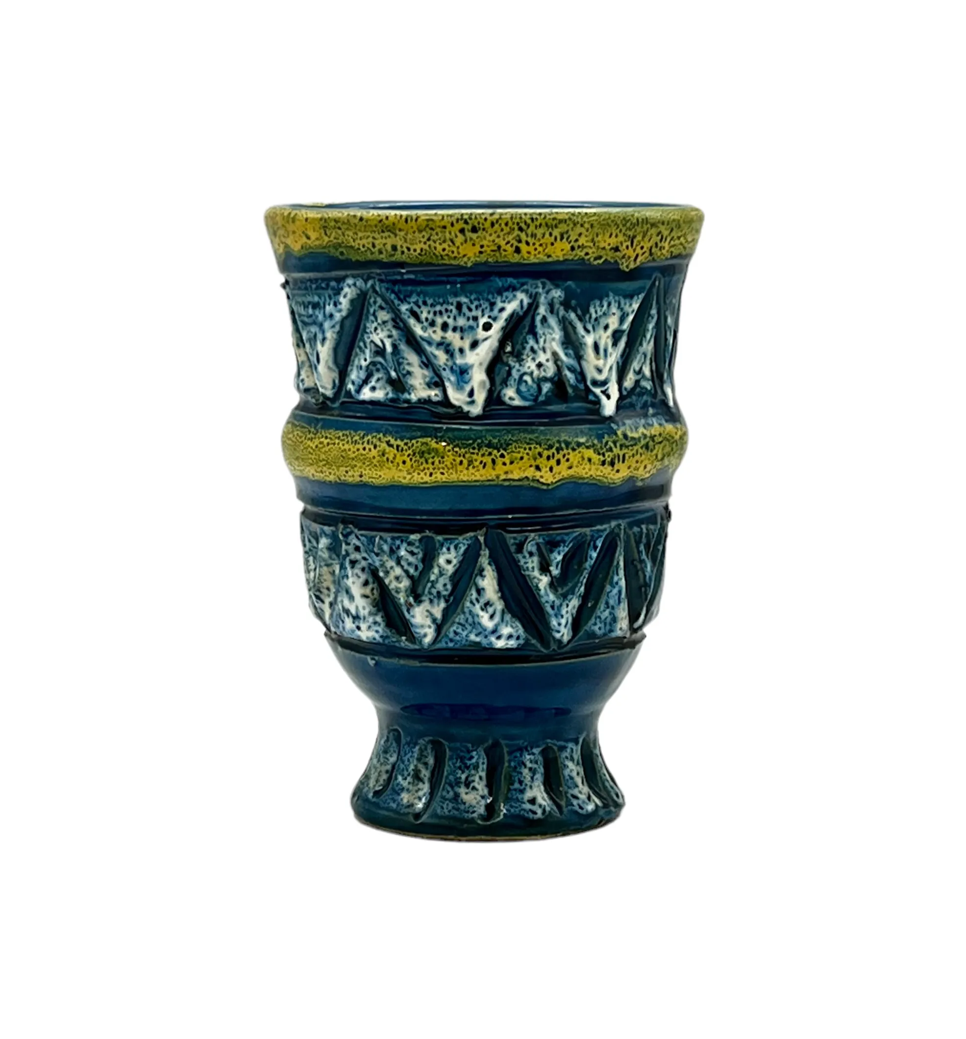 1970s Midcentury Italian Sgrafitto Vase - Pilar Collection - Blue