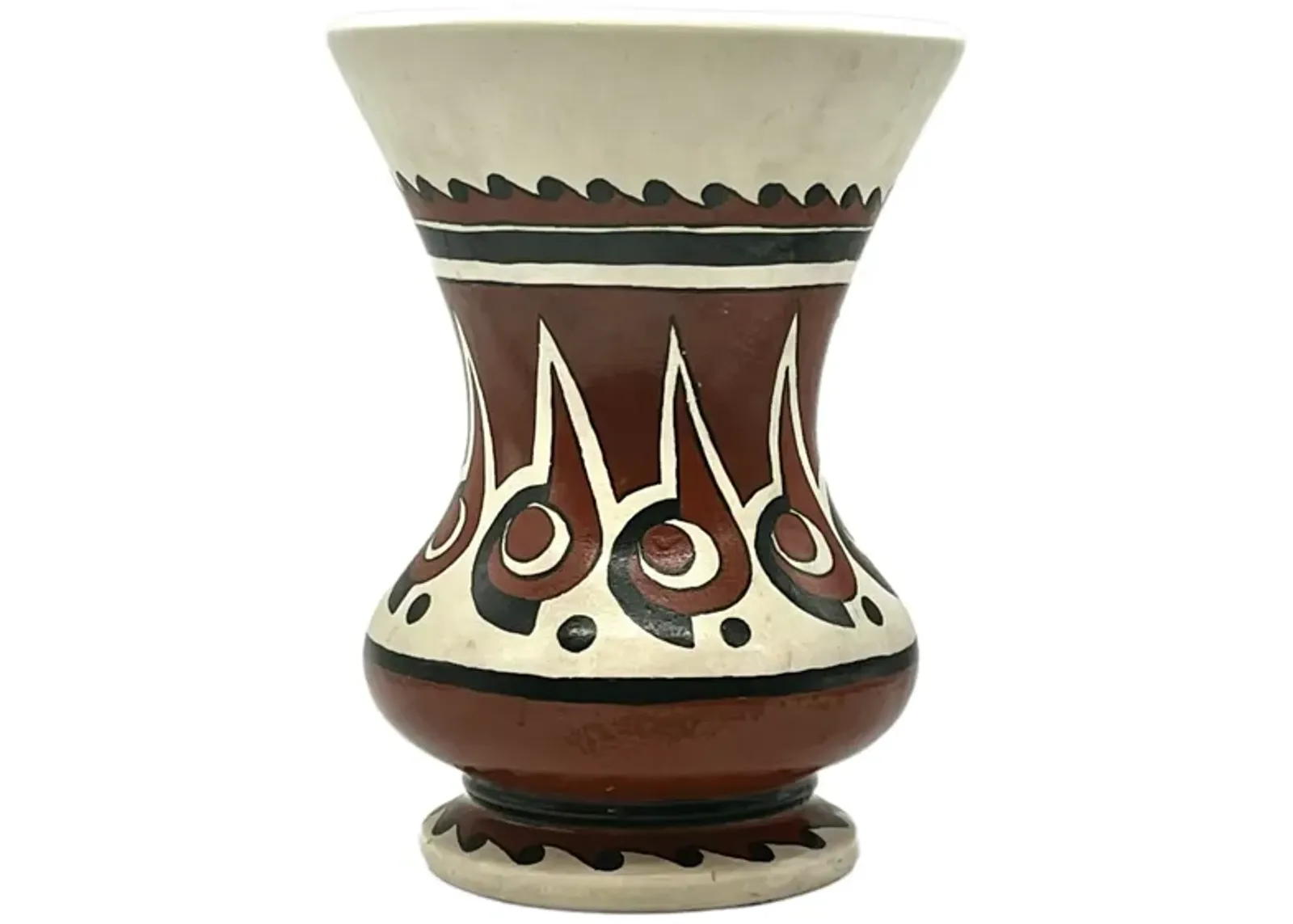 C. 1970s Ceramic Hand-Painted Vase - Pilar Collection - Red