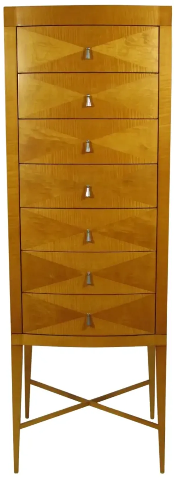 Modern Tiger Maple Chest by Baker - The Barn at 17 Antiques - Brown