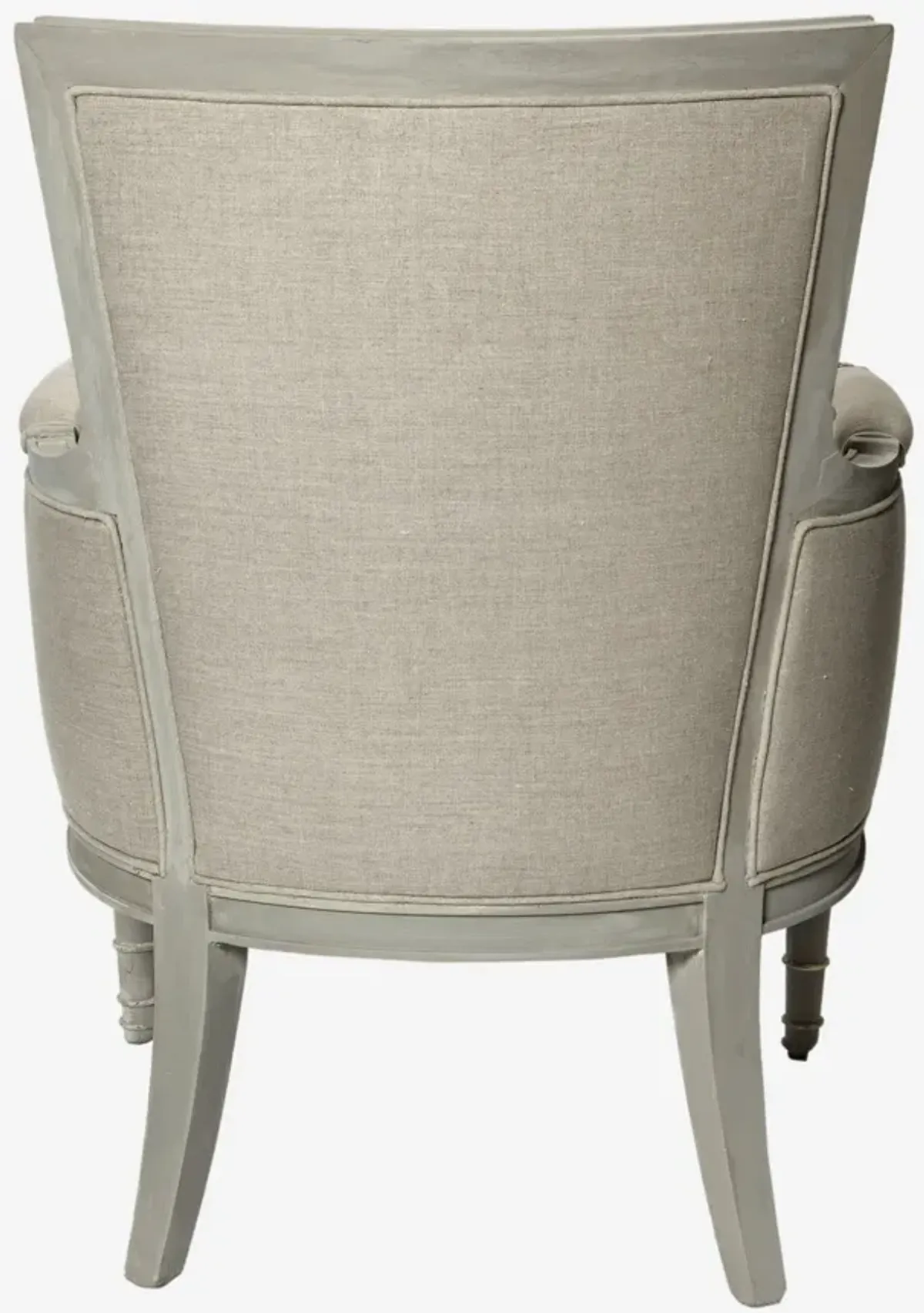 Hand Carved Linen Italian Bergere Chair - Fleur de Lex Antiques - Gray