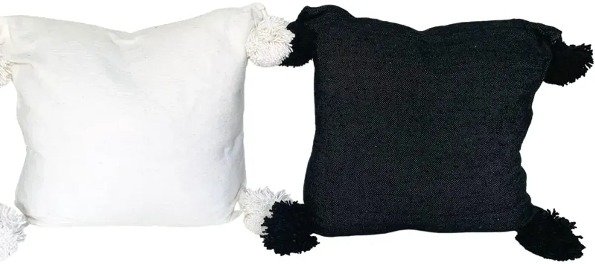 Moroccan Handloomed Pom-Pom Pillows - Pr - Eat Drink Home