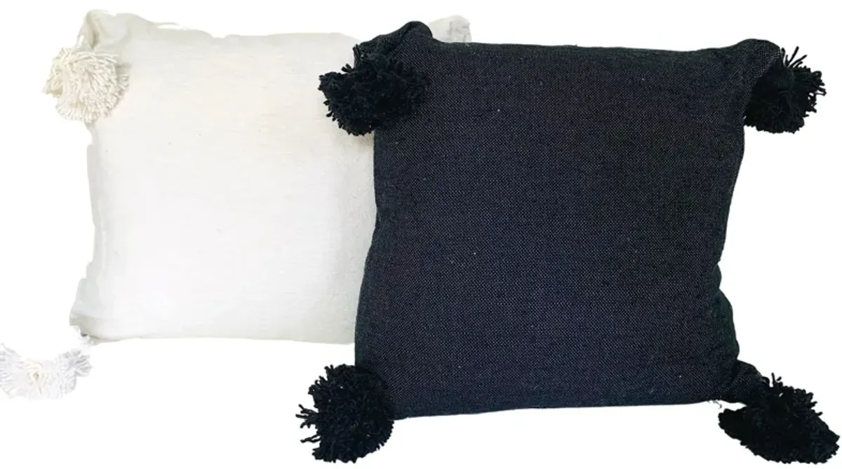 Moroccan Handloomed Pom-Pom Pillows - Pr - Eat Drink Home