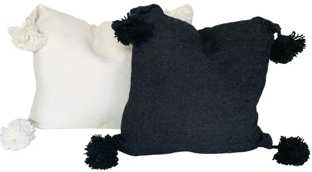 Moroccan Handloomed Pom-Pom Pillows - Pr - Eat Drink Home