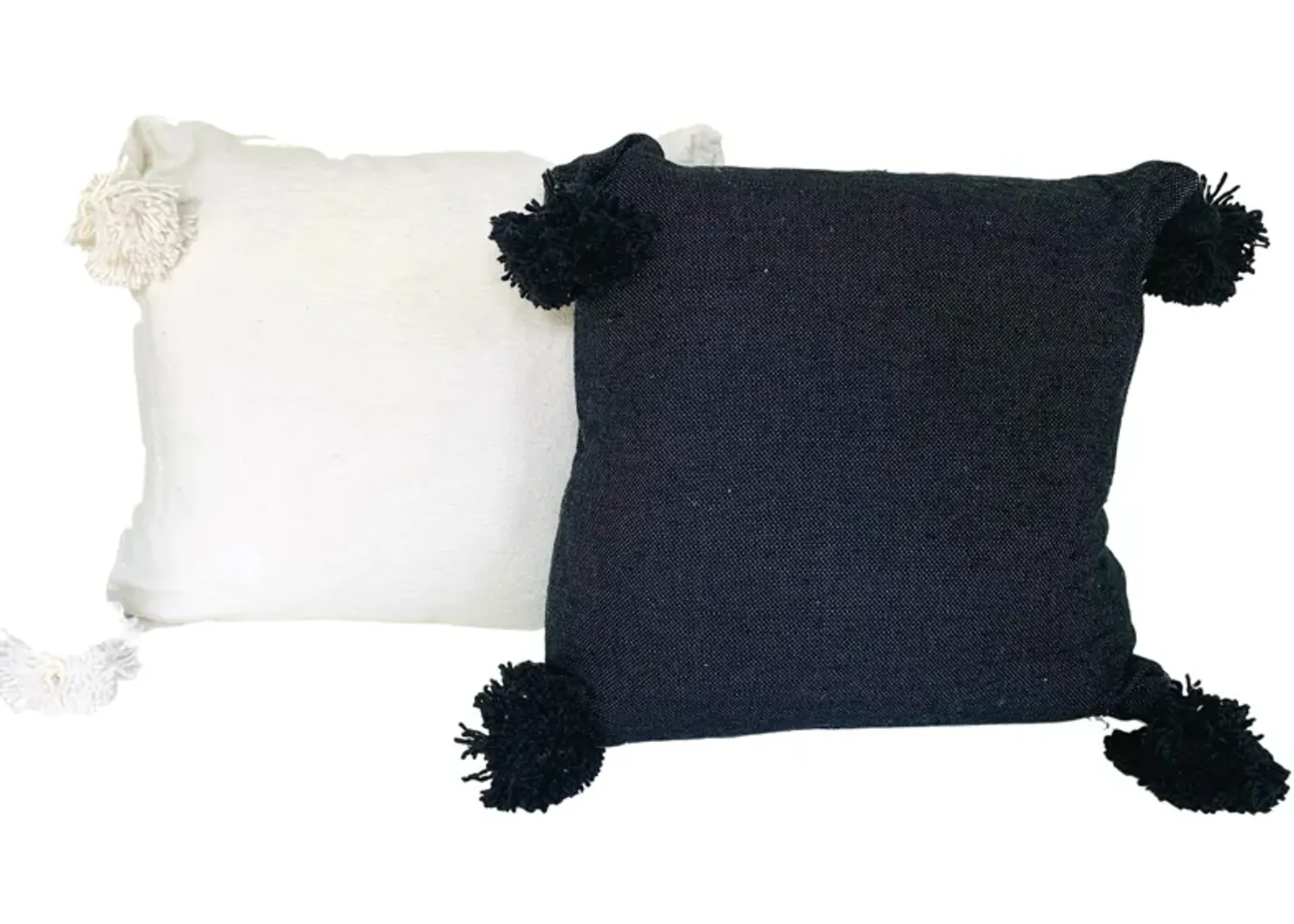 Moroccan Handloomed Pom-Pom Pillows - Pr - Eat Drink Home