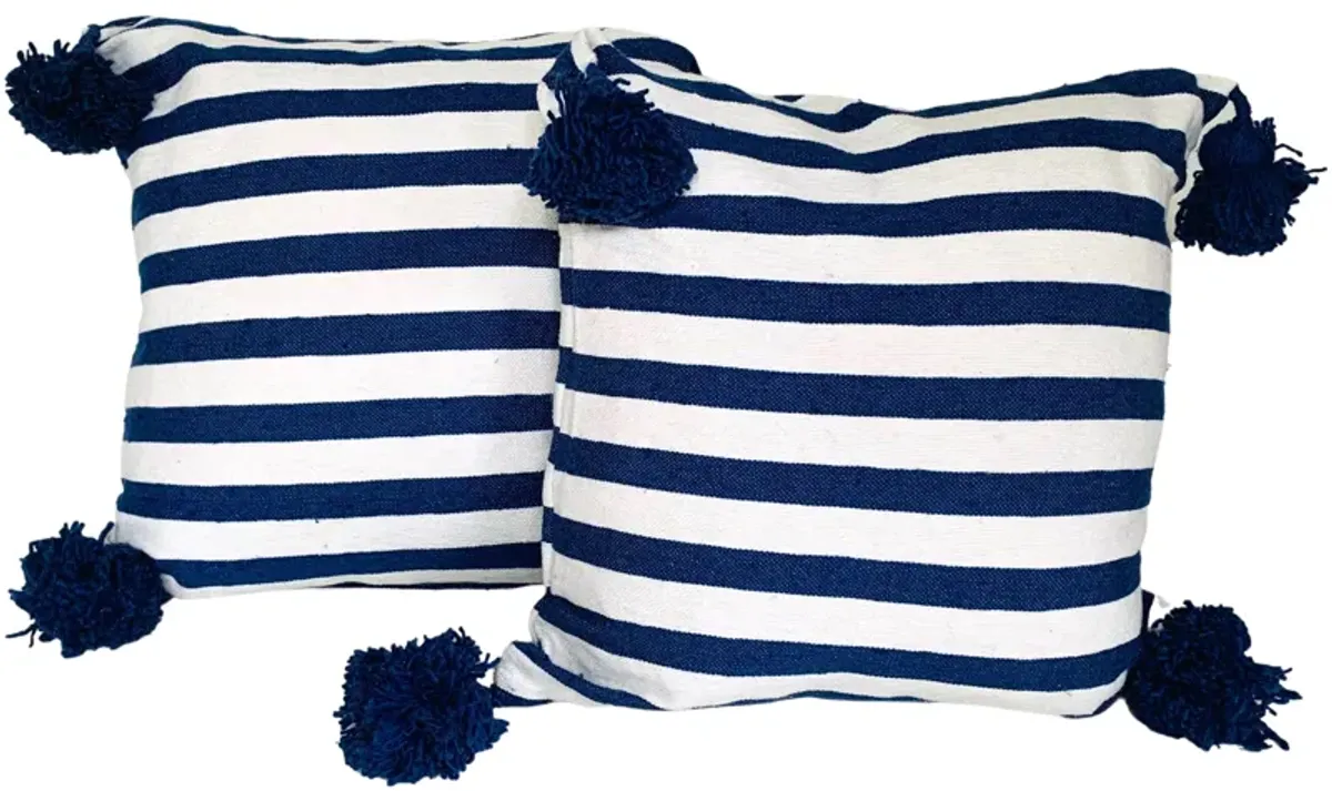 Moroccan Handloomed Pom-Pom Pillows - Pr - Eat Drink Home