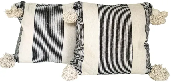 Moroccan Handloomed Pom-Pom Pillows - Pr - Eat Drink Home