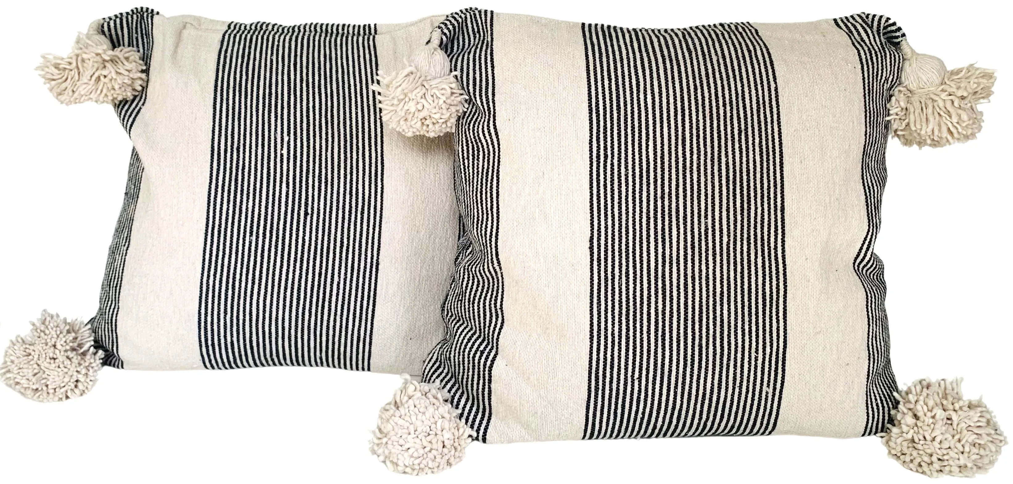 Moroccan Handloomed Pom-Pom Pillows - Pr - Eat Drink Home