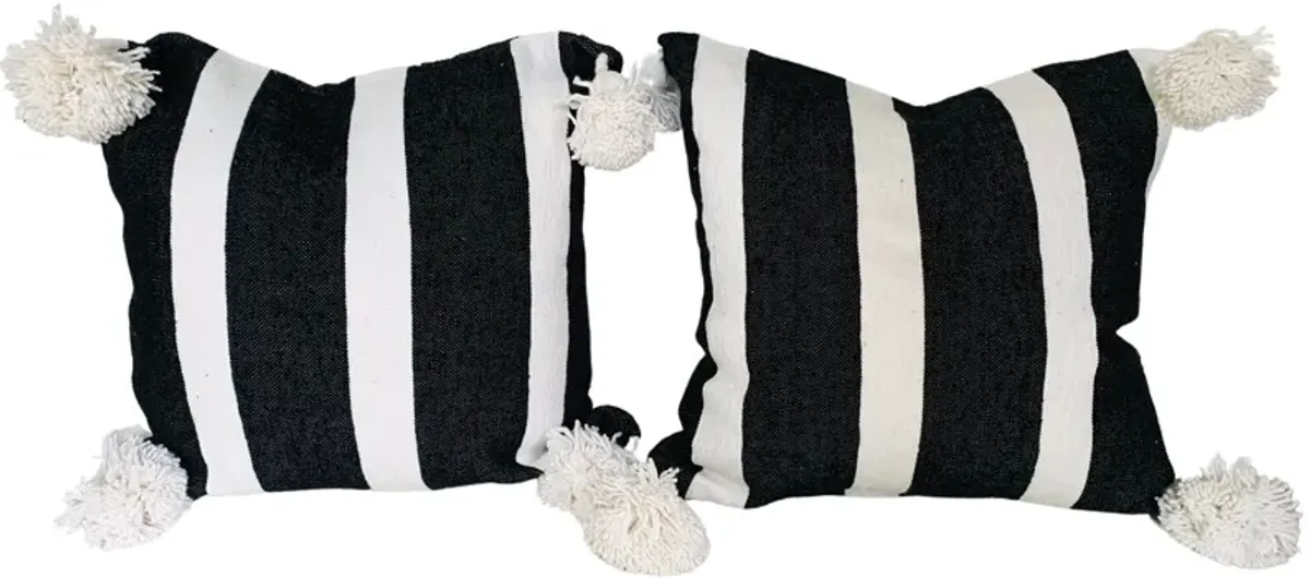 Moroccan Handloomed Pom-Pom Pillows - Set of 2 - Eat Drink Home