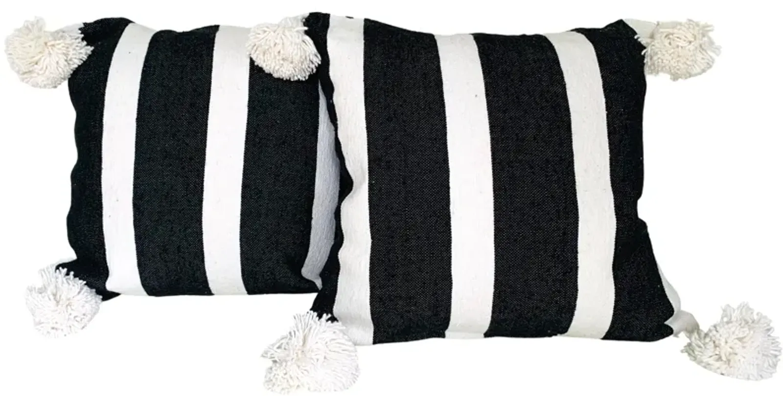 Moroccan Handloomed Pom-Pom Pillows - Set of 2 - Eat Drink Home