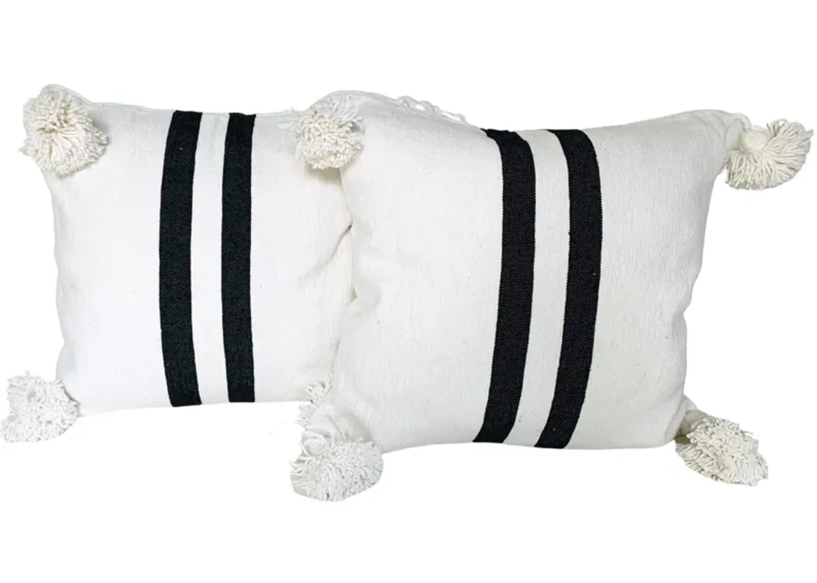 Moroccan Handloomed Pom-Pom Pillows - Set of 2 - Eat Drink Home