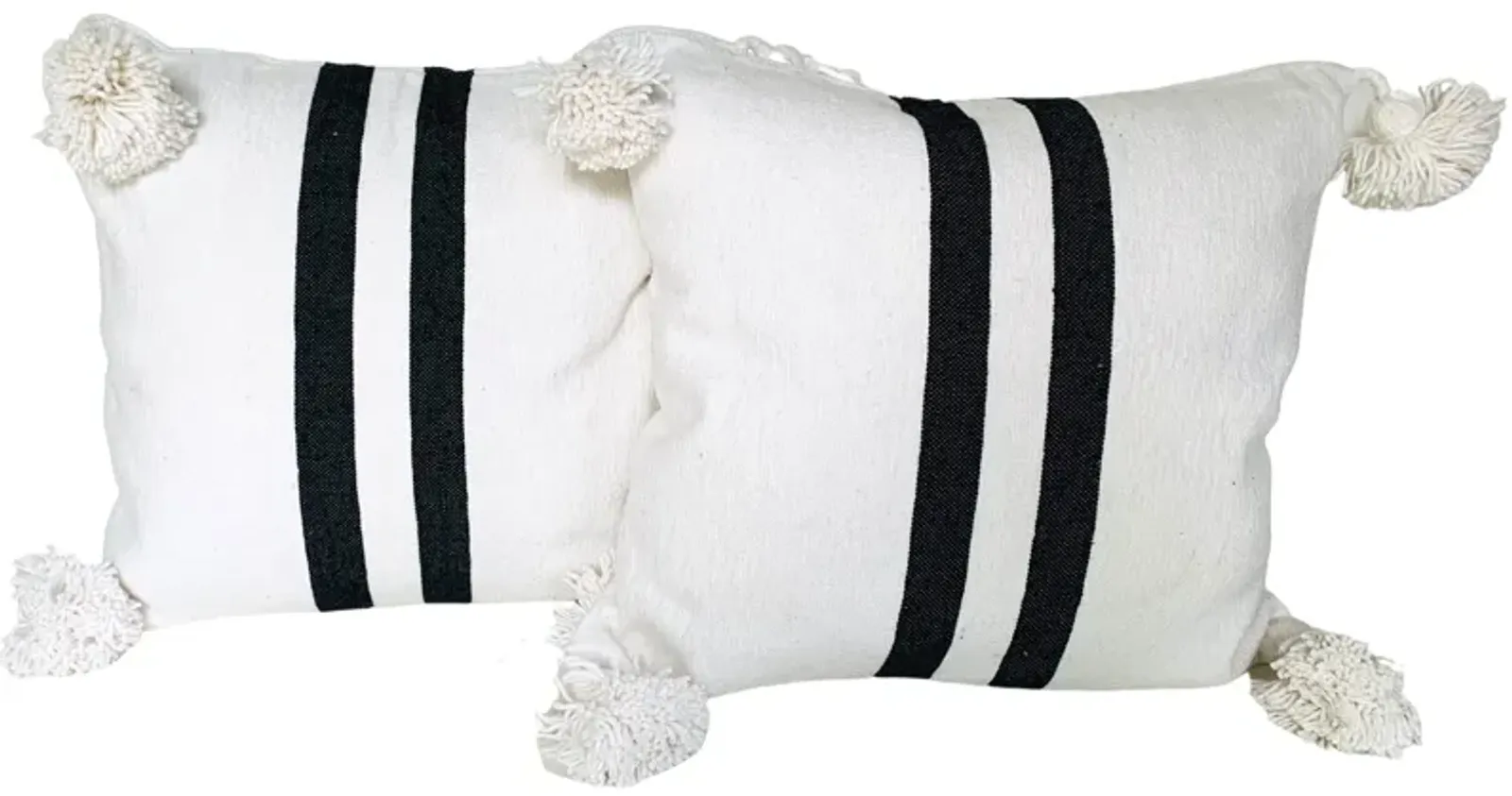 Moroccan Handloomed Pom-Pom Pillows - Set of 2 - Eat Drink Home