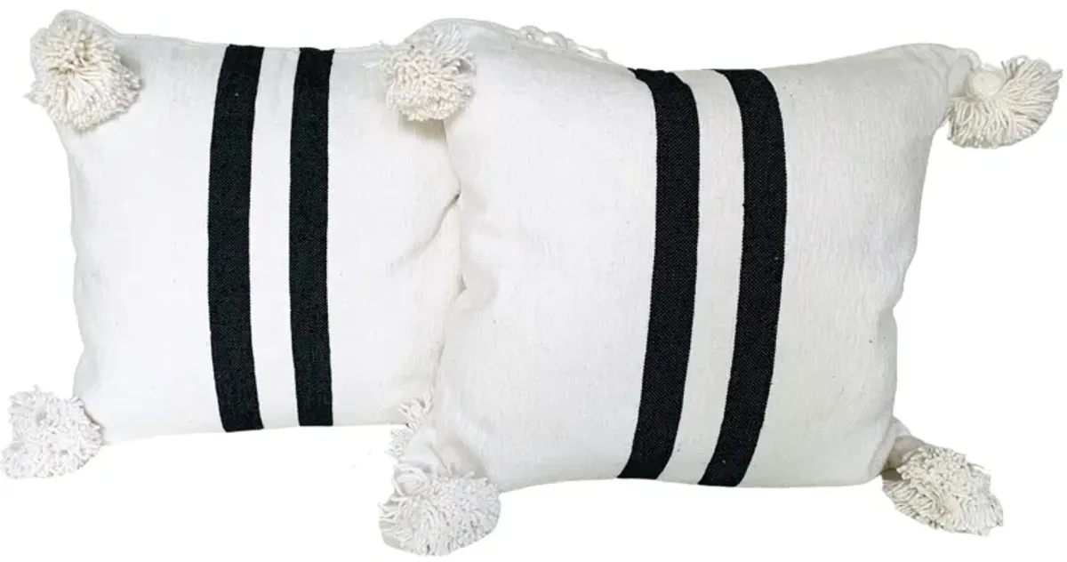 Moroccan Handloomed Pom-Pom Pillows - Pr - Eat Drink Home