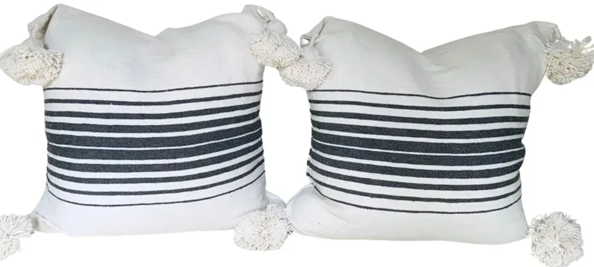 Moroccan Handloomed Pom-Pom Pillows - Pr - Eat Drink Home