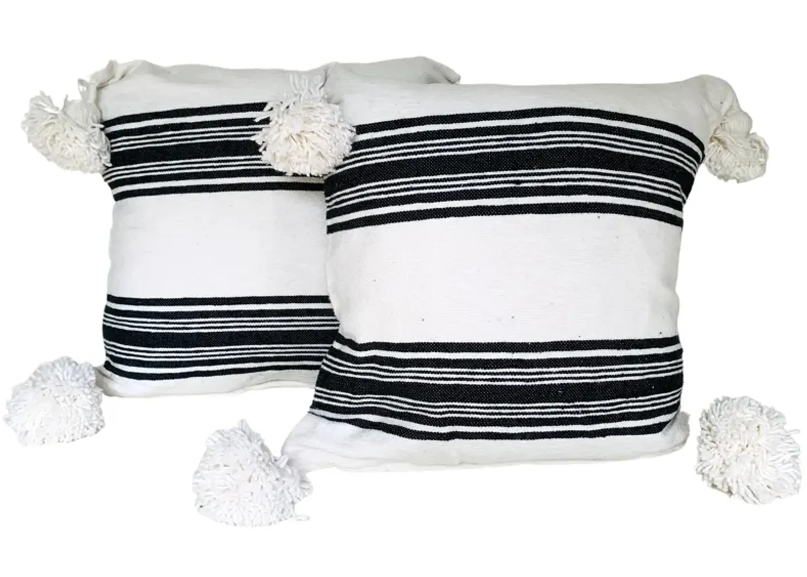 Moroccan Handloomed Pom-Pom Pillows - Pr - Eat Drink Home