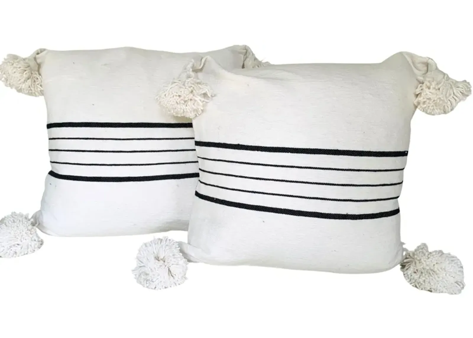 Moroccan Handloomed Pom-Pom Pillows - Set of 2 - Eat Drink Home