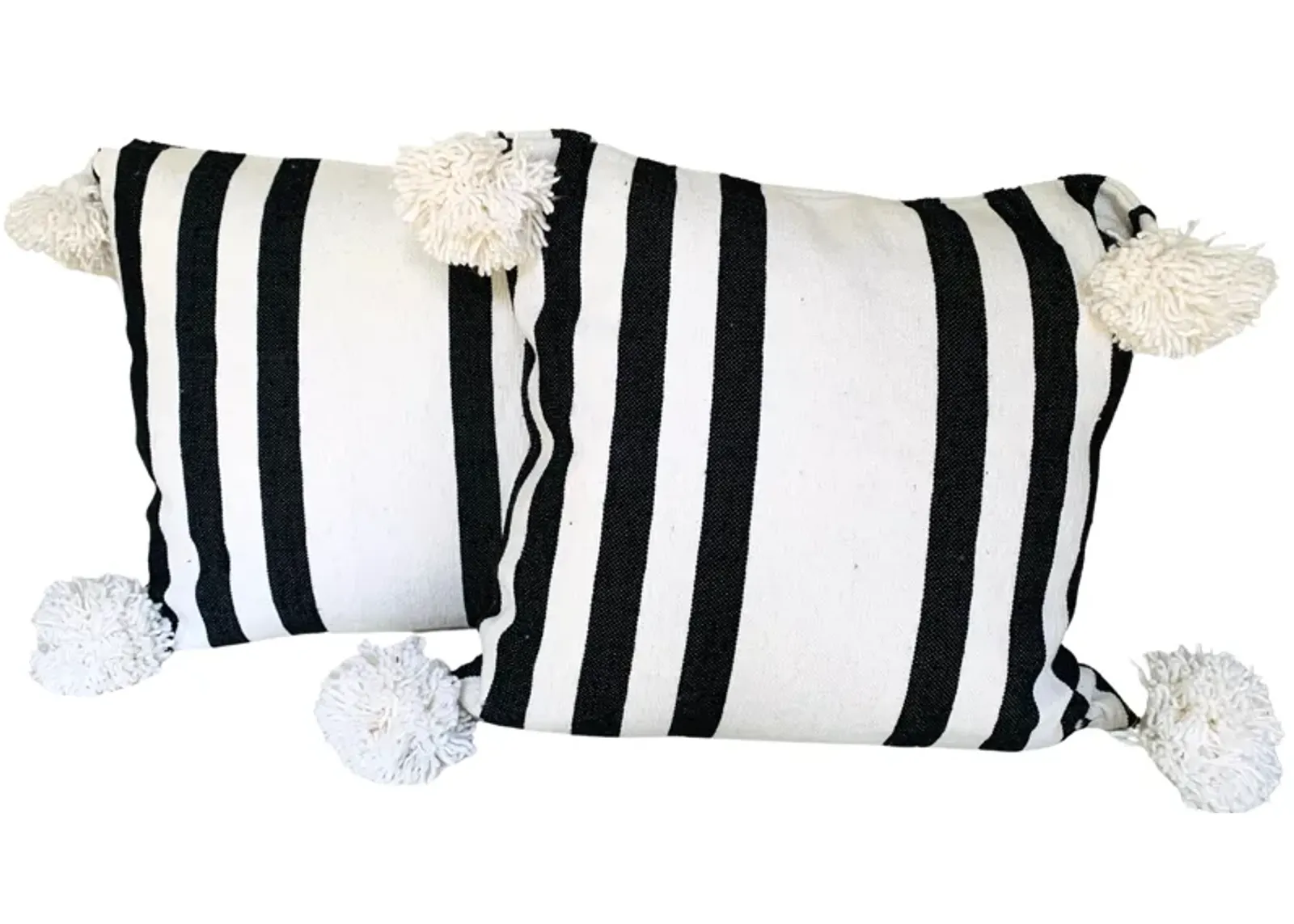 Moroccan Handloomed Pom-Pom Pillows - Pr - Eat Drink Home