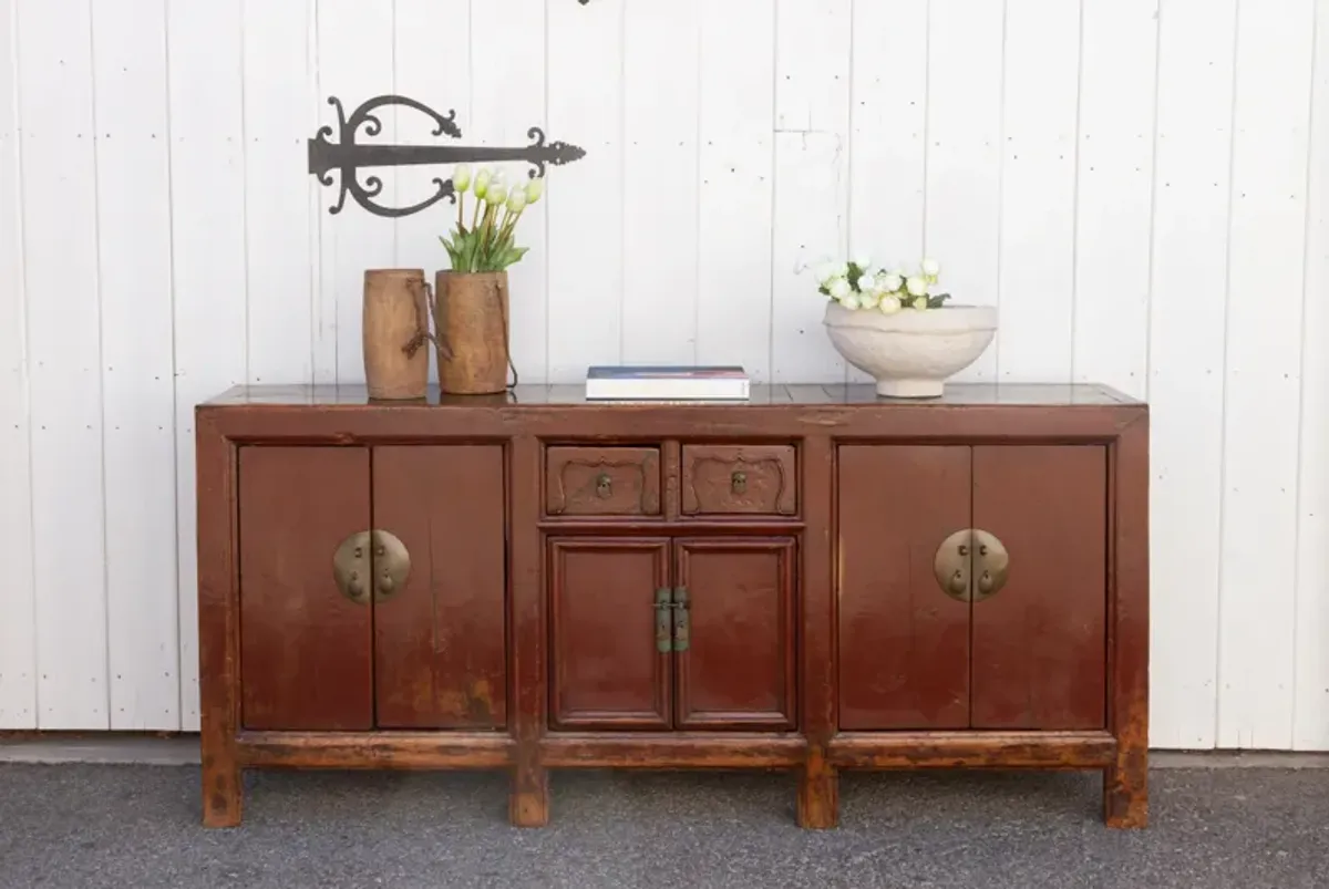 Antique Red Painted Chinese Sideboard - de-cor