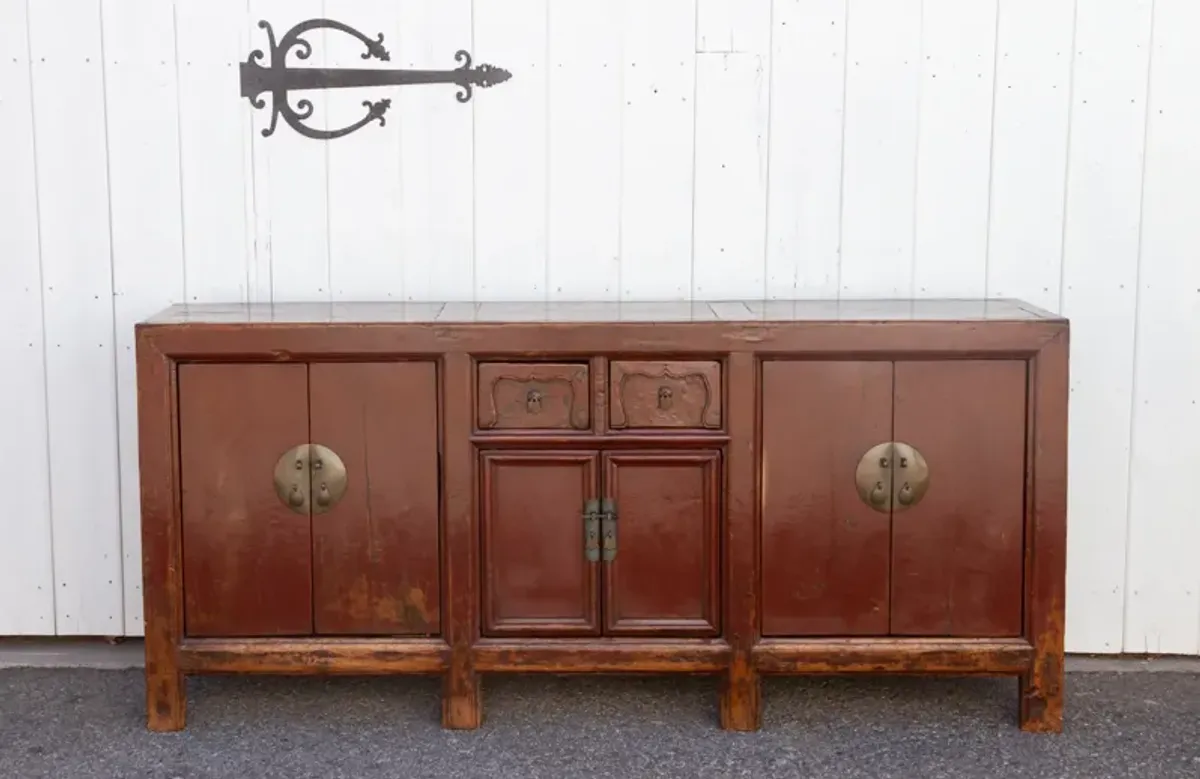 Antique Red Painted Chinese Sideboard - de-cor